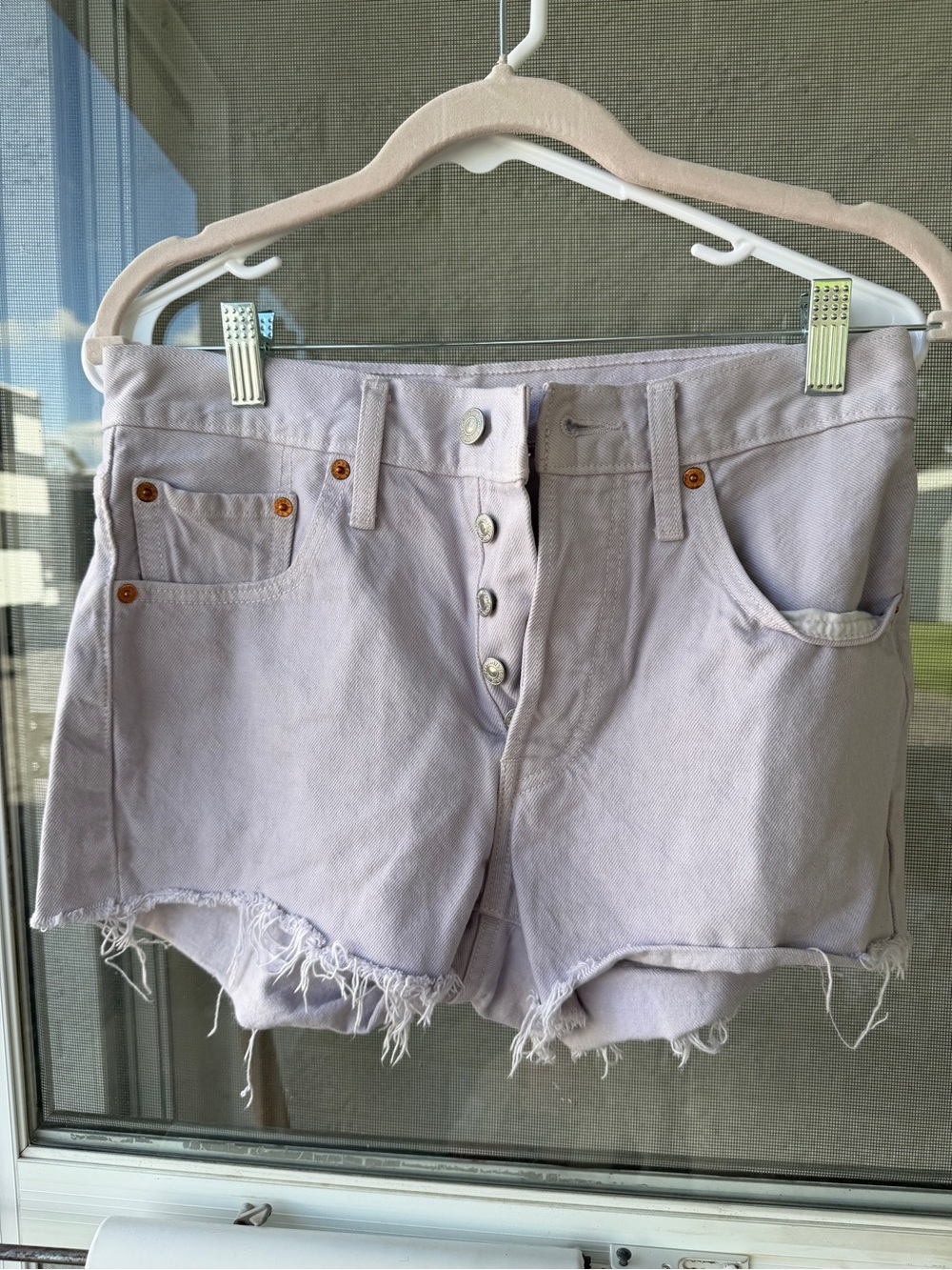 Levi’s Lavender Denim Shorts with Button Fly
